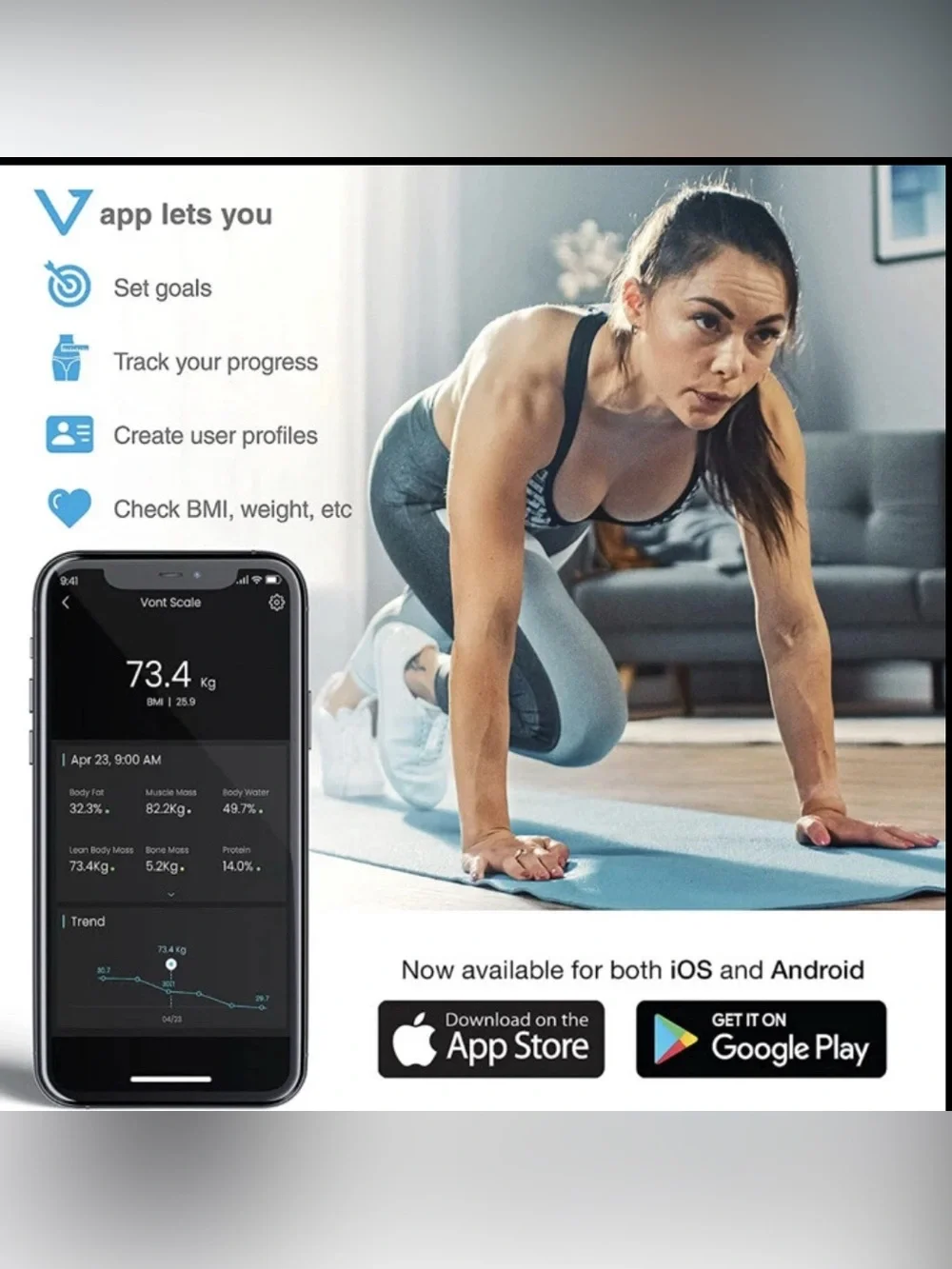 Vont Smart Scale-Wireless Body Fat Scale-Weight Scale-BMI Digital Bathroom Scale
